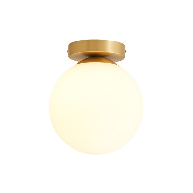 Modern Simple Spherical Shape Ceiling Lamp Copper 1 Light Flush Mount for Aisle