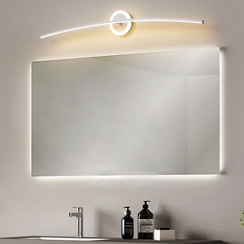 Modern Line Shape Wall Mounted Light 2 Lights Flush Mount Wall Sconce in White Finish