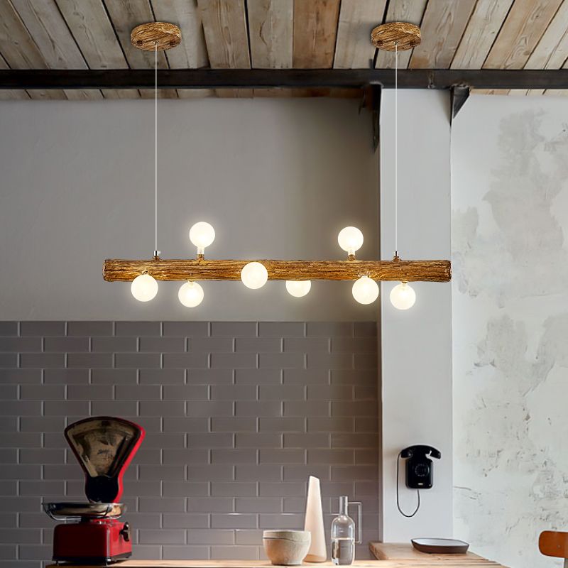 Inselanhänger moderne lineare Metallhängelampe in Braun