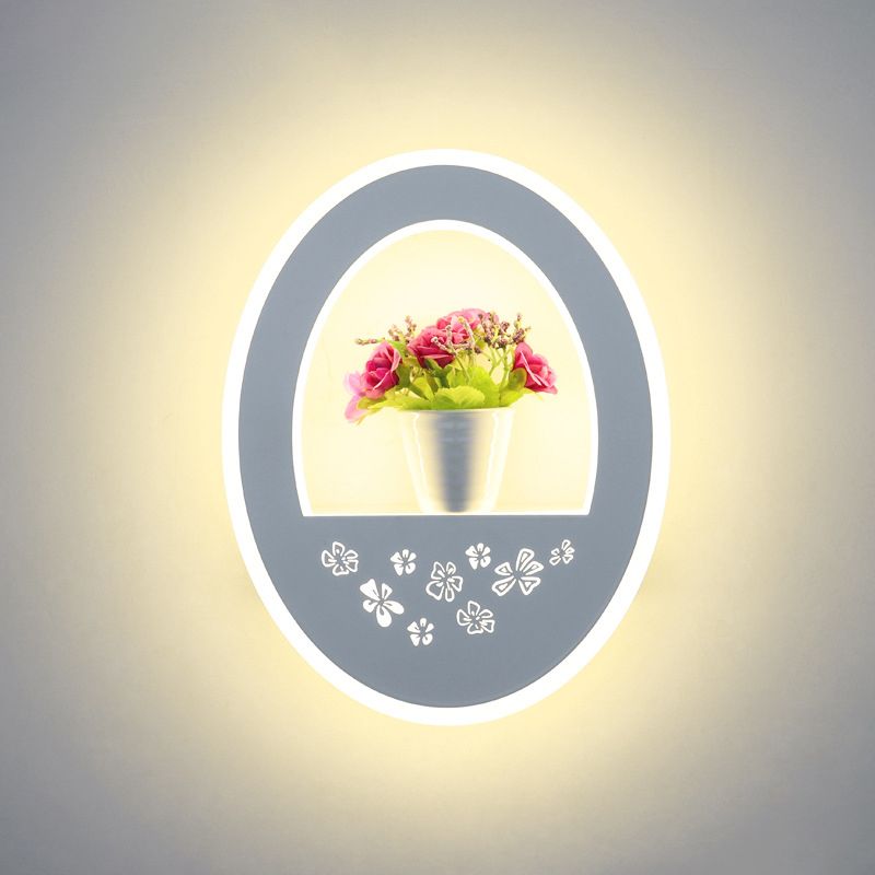 1-Light LED Wall Sconce Light Modern Oval Wall Mount Light for Living Room