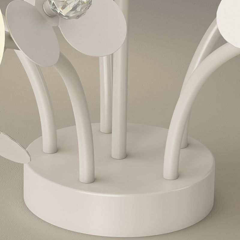Modern Crystal Flush Mount Flower Shape Ceiling Light with Plastic Shade for Living Room