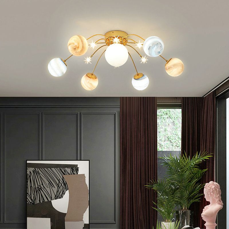 13 Light Flush Mount Ceiling Light Modern Fixture Flush Mount Lamp in Gold