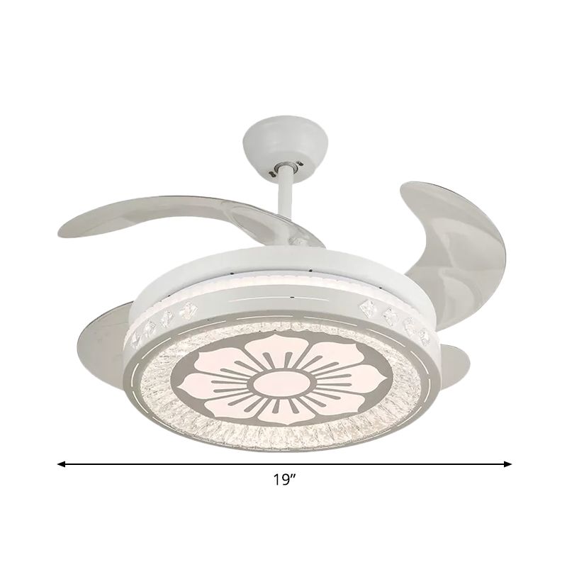 Simpulla Light a fiiling semifulò da 19 "Luce a filo rotondo a sospensione con tonalità acrilica, 4 lame