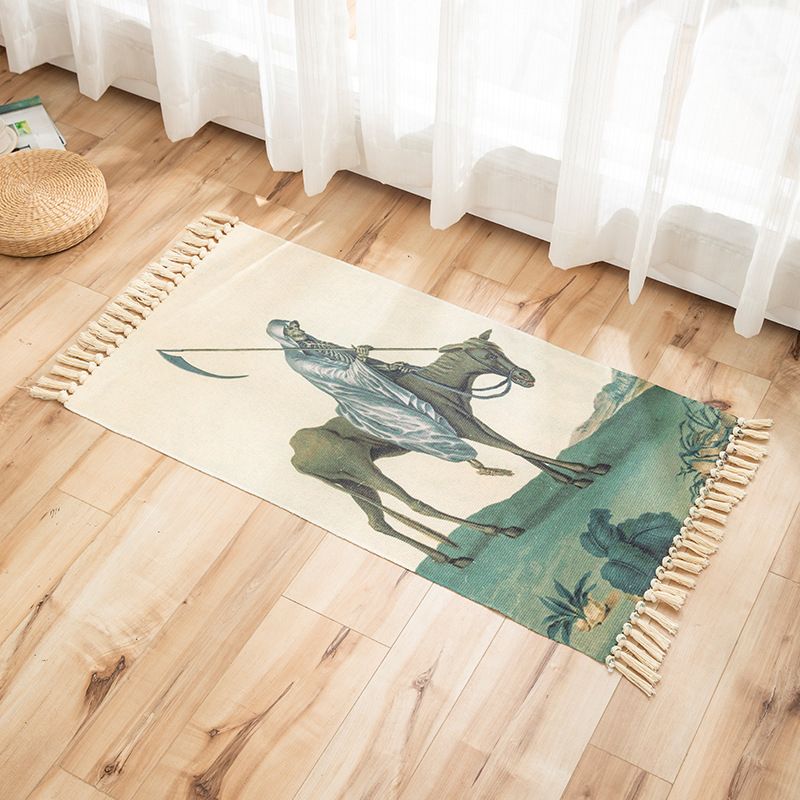 Levendige planten gebreide vloerkleed multi -gekleurde modern tapijt synthetisch huisdiervriendelijk tapijt voor logeerkamer