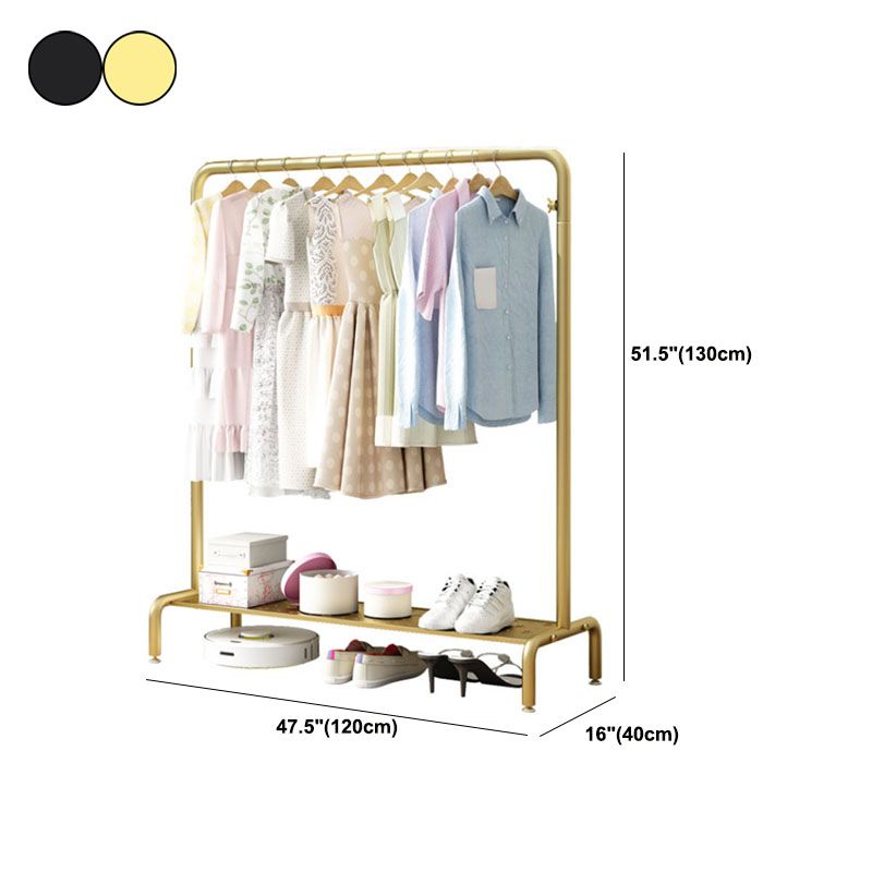 Modern Metal Coat Rack Hanging Rail and Lower Shelf Entryway Kit