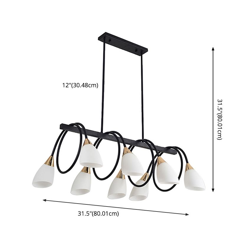Sala da pranzo isola lampada a piede a sospensione in stile Nordic Black Island con tonalità in vetro cono