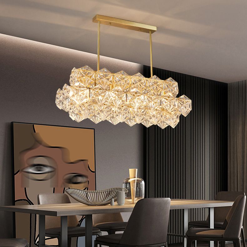 Modernism Golden Ceiling Light Crystal Kitchen Island Lighting for Dining Room
