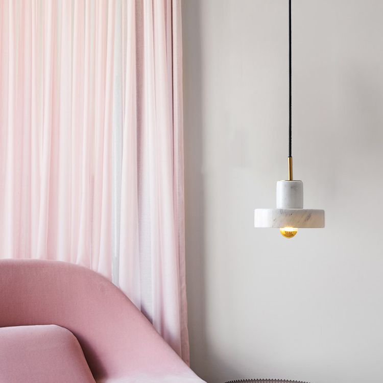 Pendentif en marbre géométrique Postmodern 1-bulbe petite lumière suspendue pour salle à manger