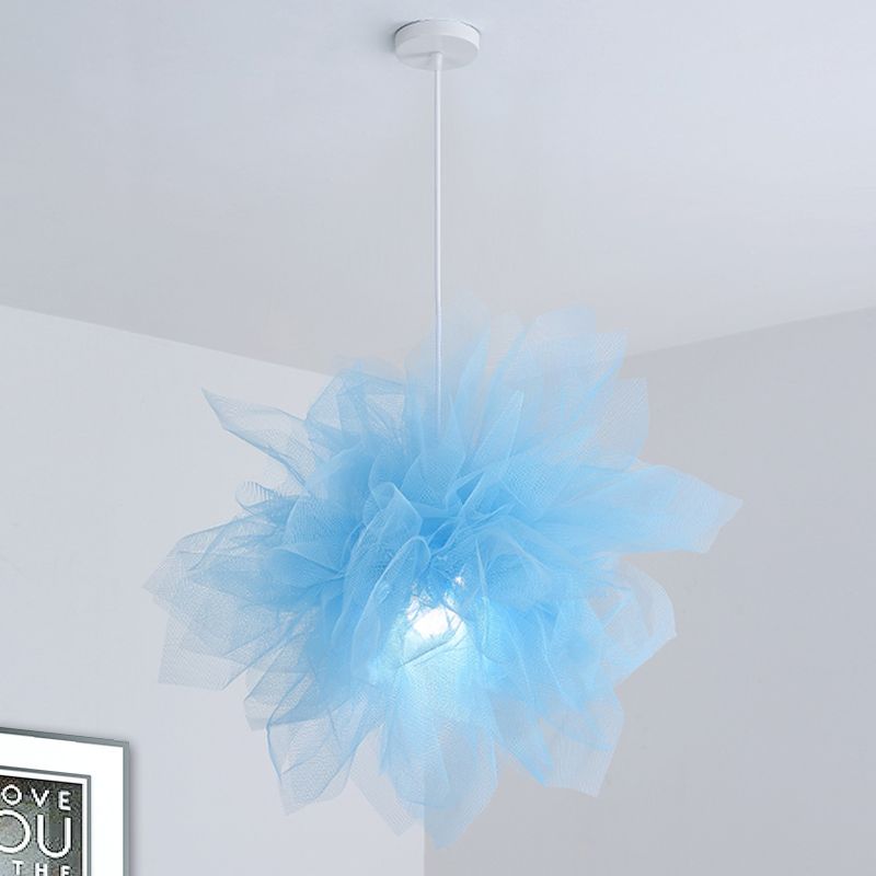 A soffitto a fiore a sospensione modernismo luce 1 luce 18 "/27" larghezza lampada a sospensione bianca/blu/rosa per camera da letto