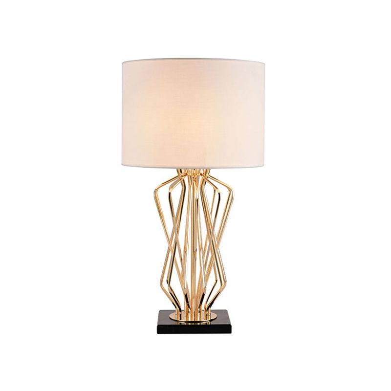 Acabado dorado Lámpara de mesa de metal de 1 bulbo de acabado con cilindro negro/blanco