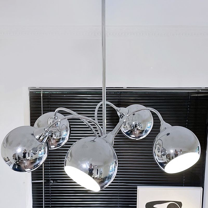 Postmodern Style Chandelier Light Metal Pendant Light in Silver for Living Room