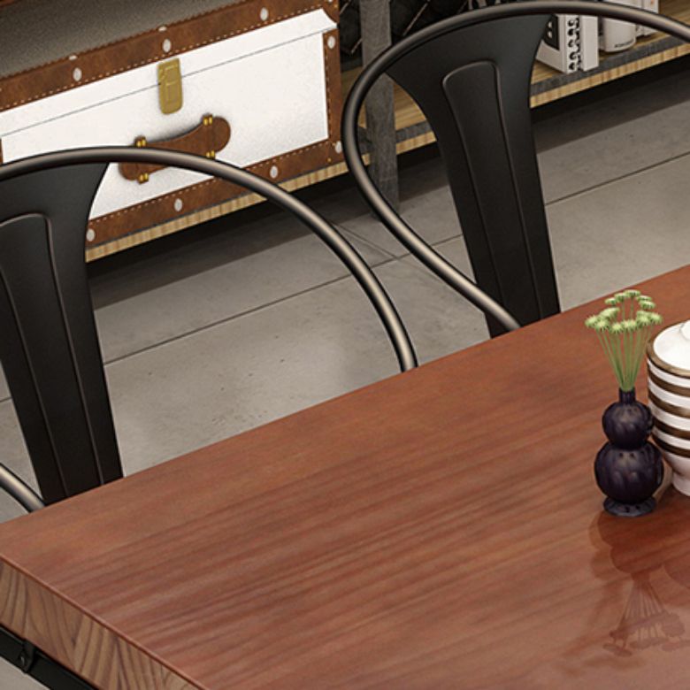 Retro Industrial Style Rectangular Solid Wood Dining Table for Coffee House and Milk Tea