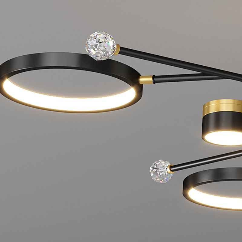 Cylinder Shape Metal Chandelier Lights Modern 11 Light Chandelier Lighting in Black