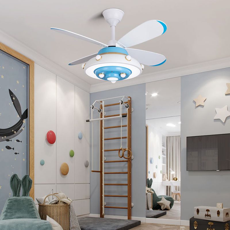 Children LED Ceiling Fan Light Simple Ceiling Mount Lamp with Wood for Bedroom