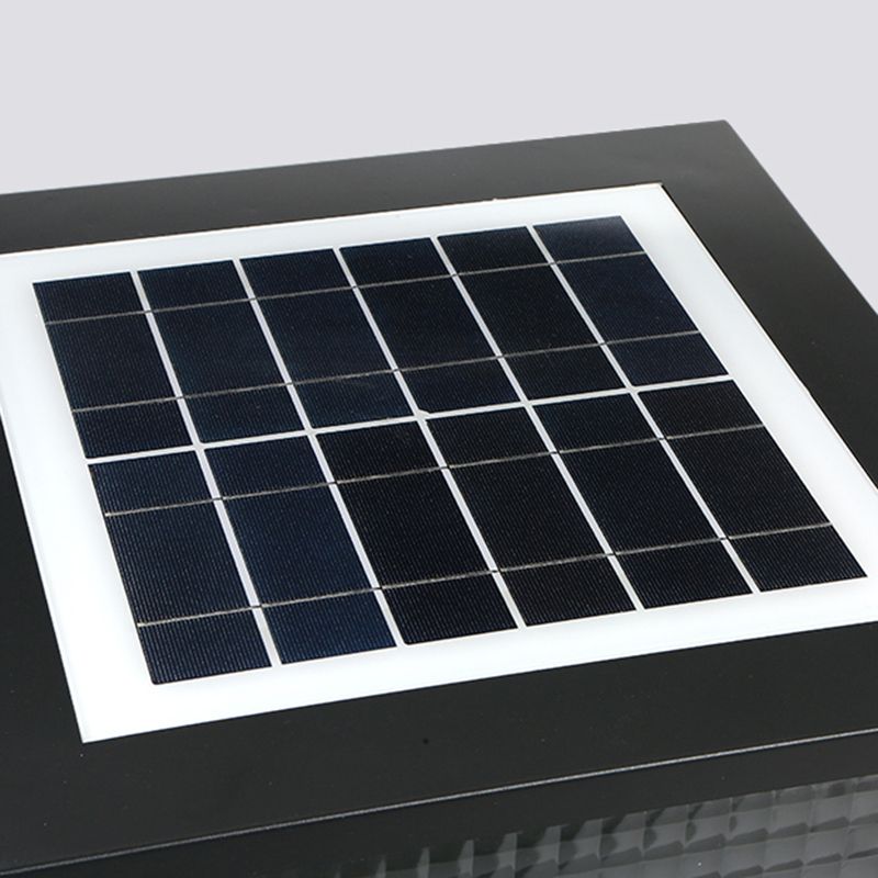Rectangular Shape Metal Outdoor Lights Modern 1 Light Solar Pillar Lamp in Black