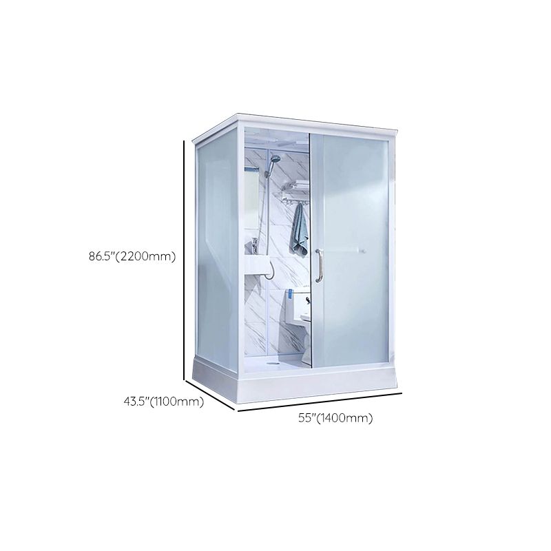 Framed White Shower Stall Square Frosted Corner Shower Kit with Base Included