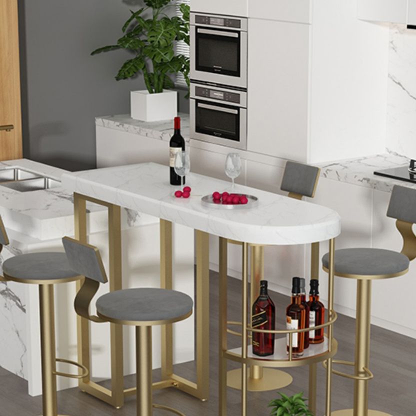 Contemporary Counter Height Pub Set 1/3/5 Pcs Bar Table and Stools with Metal Frame