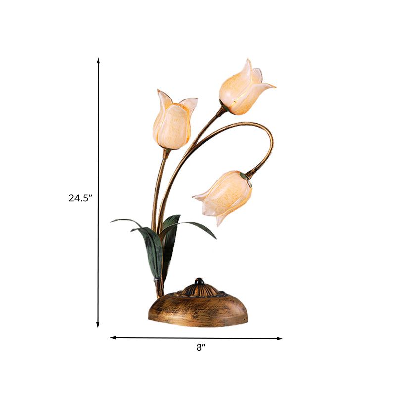 Messing 2/3/7 Köpfe Nachttisch Beleuchtung American Garden Metal Tulp LED Night Tischlicht für Wohnzimmer