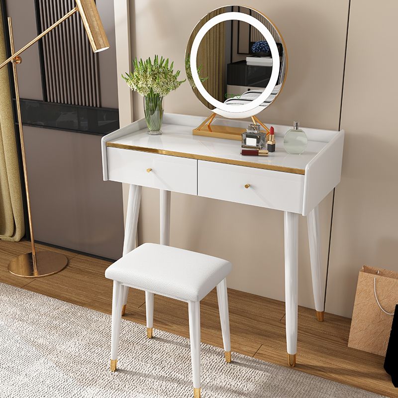 31.5" W Makeup Vanity Table Set in White with 2 Storage Drawers