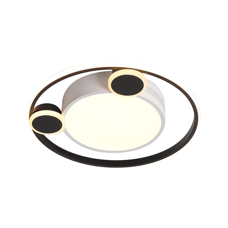 White and Black Circle Ceiling Flush Nordic 16.5"/20.5" W LED Acrylic Flush Mount Lighting in White/Warm Light