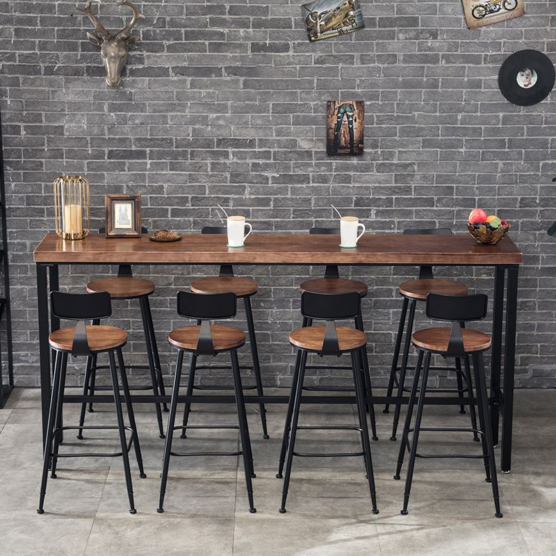 Industrial Style Bar Set 1/4/5/9 Pieces Solid Wood Rectangle Pub Dining Set