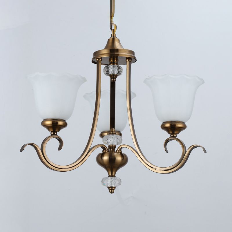 Bronze 3/6/8 têtes suspendues lustre suspendu traditionnel en verre soufflé en verre floral