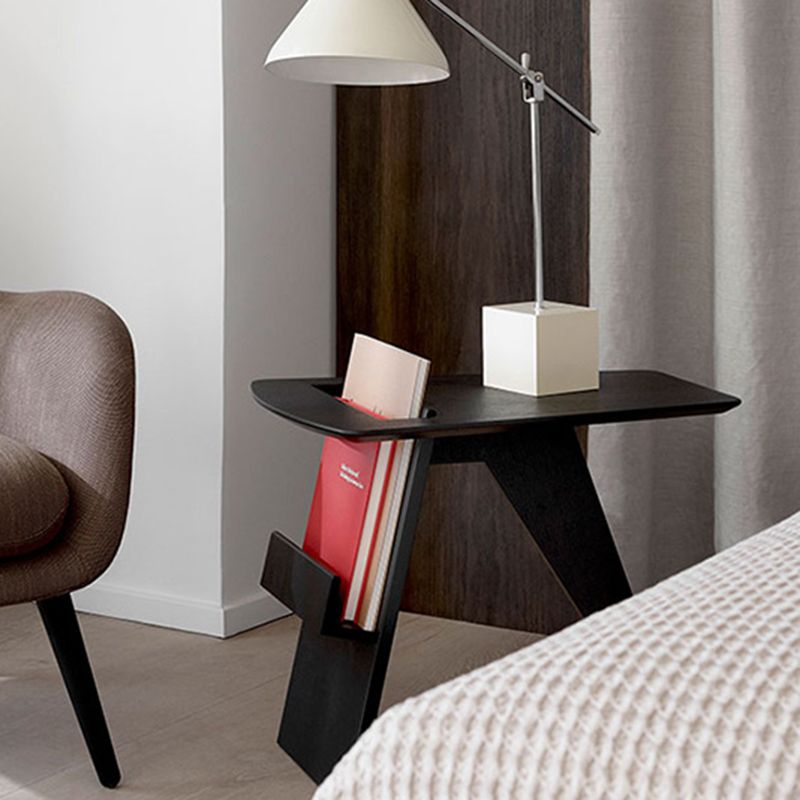 Solid Wood Abstract Side Table Natural/Black 22.44 inch Wide End Table