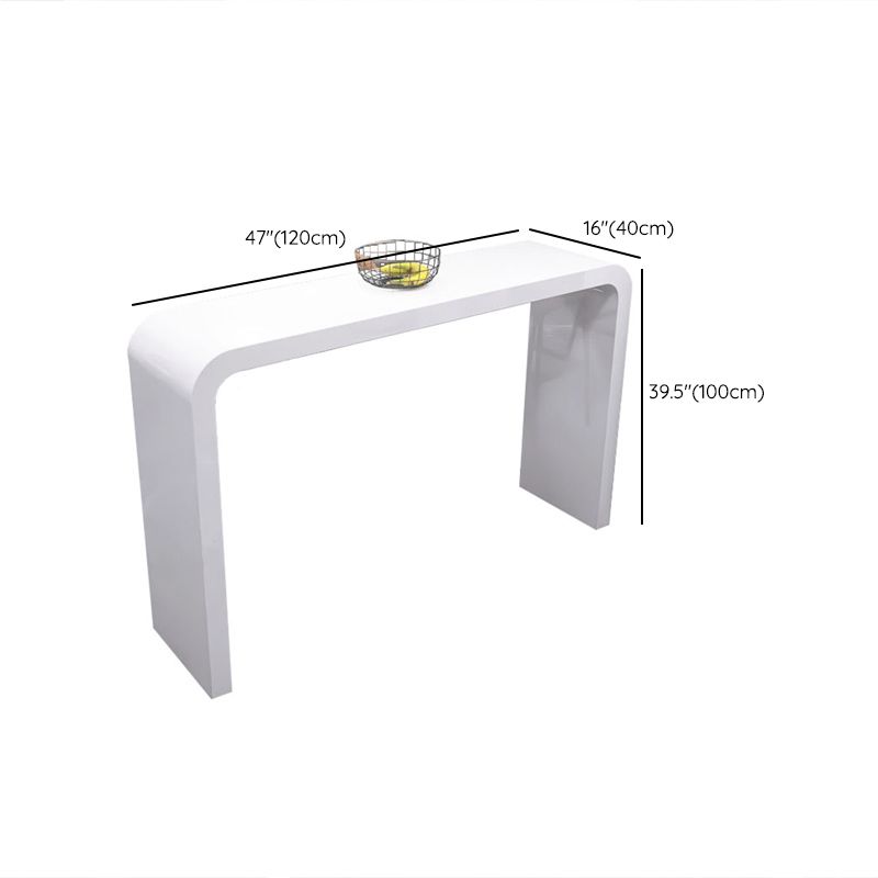 White Colour Bar Wine Table Wooden Counter Wine Table with Double Pedestal Base