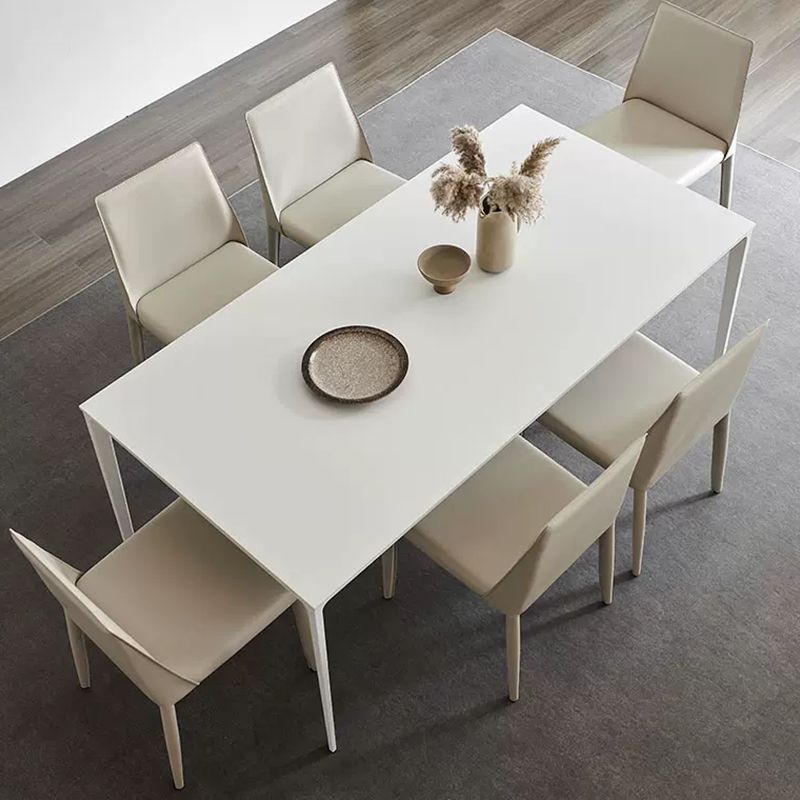 Designer Style Armless Chair Leather Parsons Back Side Chair for Dining Room