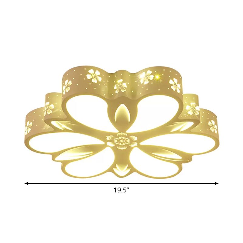 Cut-out Flower Flush Mount Ceiling Light Contemporary Acrylic White LED Flushmount Lighting in Warm/White/3 Color Light