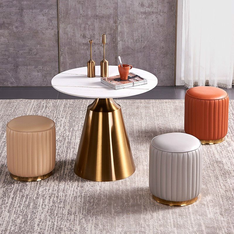 Modern Round Pouf Stain Resistant Velvet Pouf for Living Room