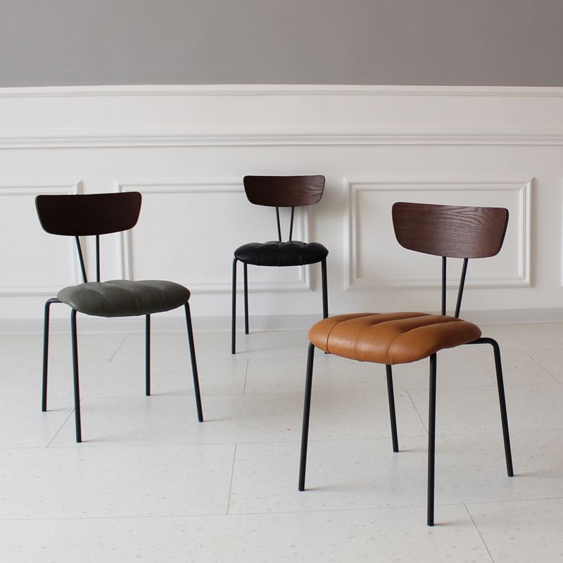 Chaise latérale de finition mate en métal de style industriel, chaise latérale à dossier ouvert pour salle à manger