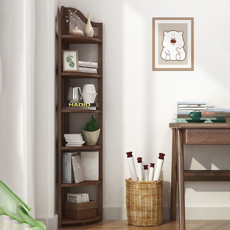 Modern Style Corner Bookshelf Solid Wood Vertical Bookcase for Home