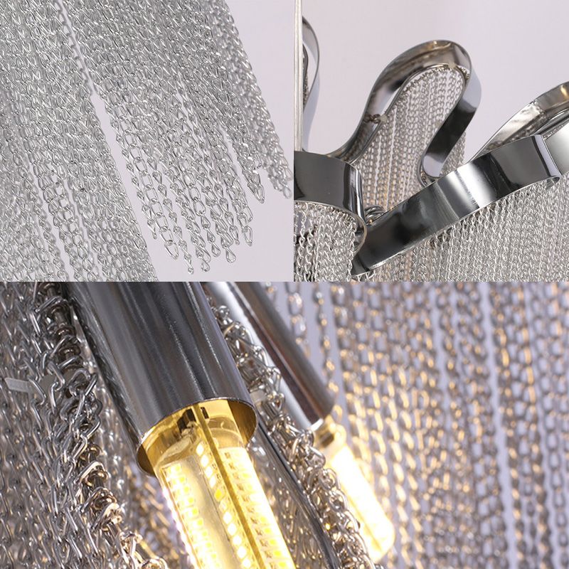 Nappel in metallo lampadario modernista in stile nordico a 4 luci in argento appendere il soffitto a soffitto