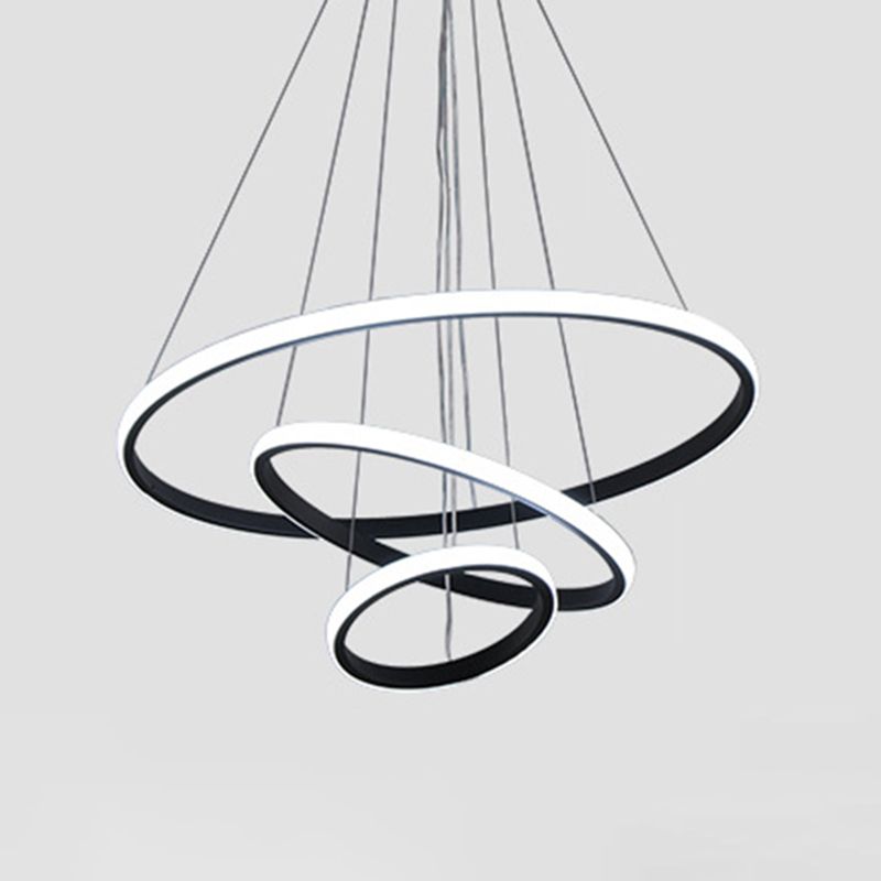 Luces colgantes de metal de estilo colgante de múltiples capas de 3 luces en negro