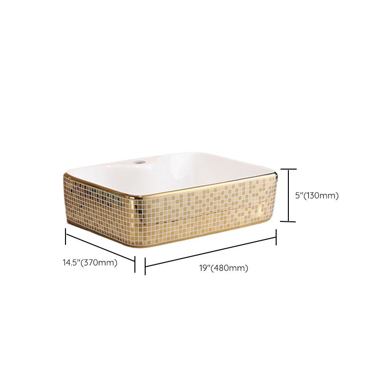 Traditional Bathroom Sink Porcelain Round Vessel Lavatory Sink with Pop-Up Drain