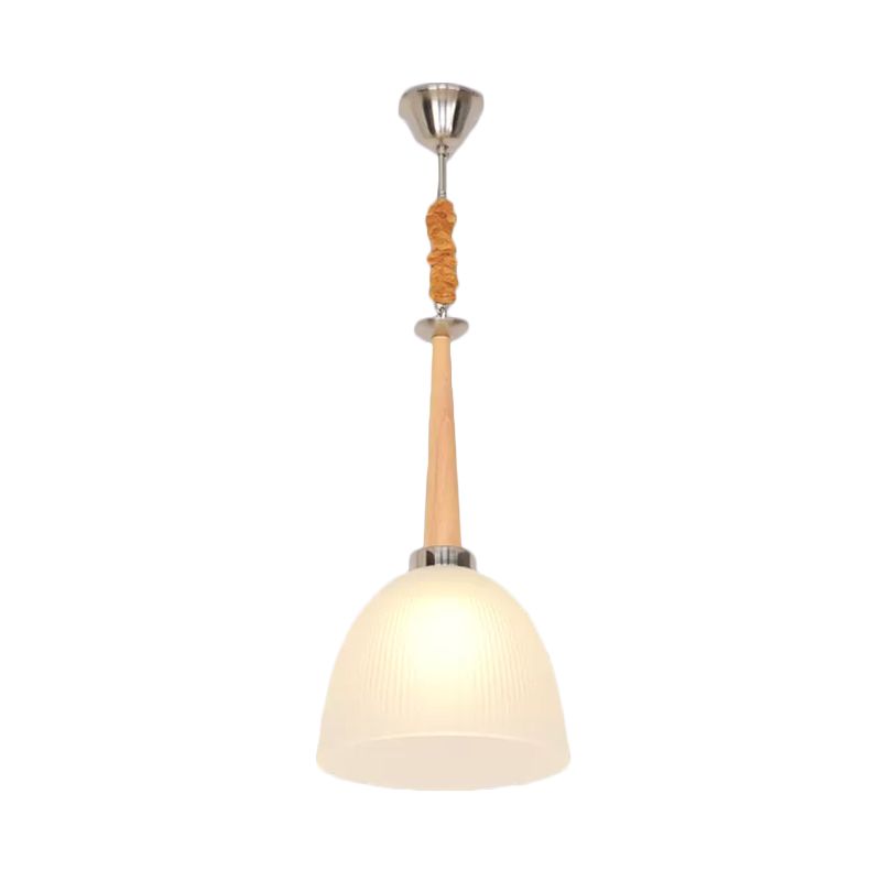 Plafon de plafond simple à 1 tête dôme pendant suspendu avec une teinte en verre prismatique blanche, 11,5 "/ 14" de largeur