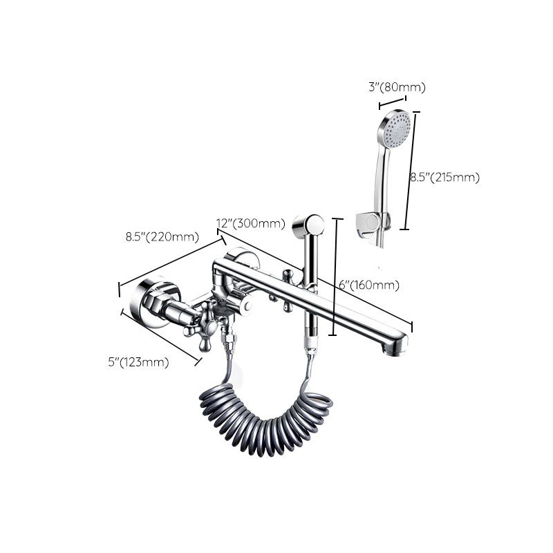 Modern Bath Filler Trim Copper with Handheld Shower Swivel Wall Mount Tub Spout Trim