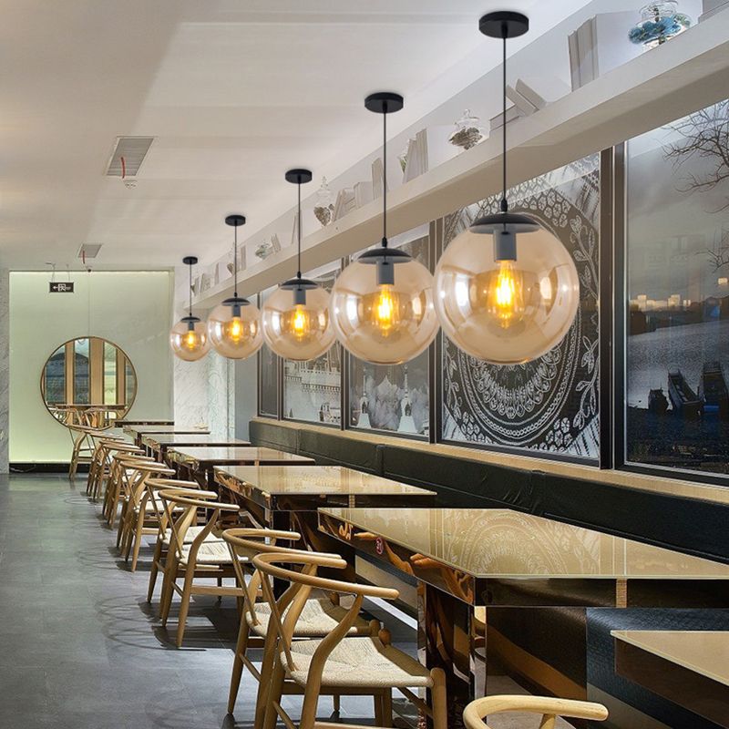 Vetro trasparente sferico minimalista contemporaneo 1 piede chiara 1 piega per il soffitto appeso per tavolo da pranzo