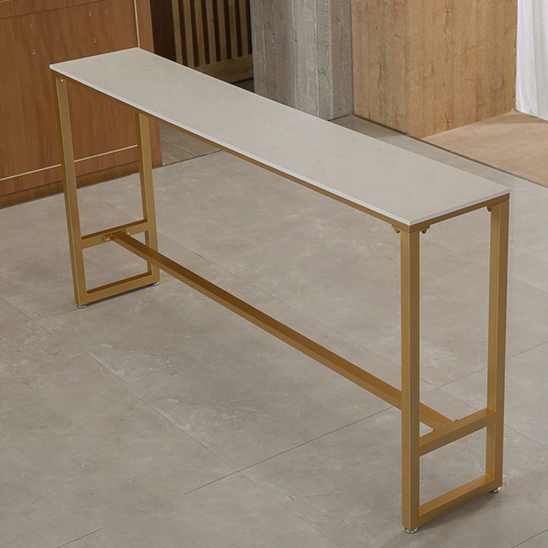 Glam Bar-height Table with Faux Marble Top Table for Patio Use