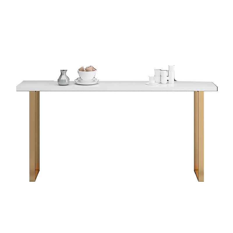 Glam Pub Height Dining Table White and Gold Counter Height Table