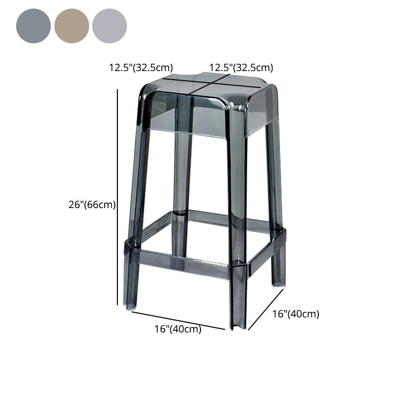 Taburete de bar apilable de plástico nórdico, taburete alto para interiores simples con asiento cuadrado