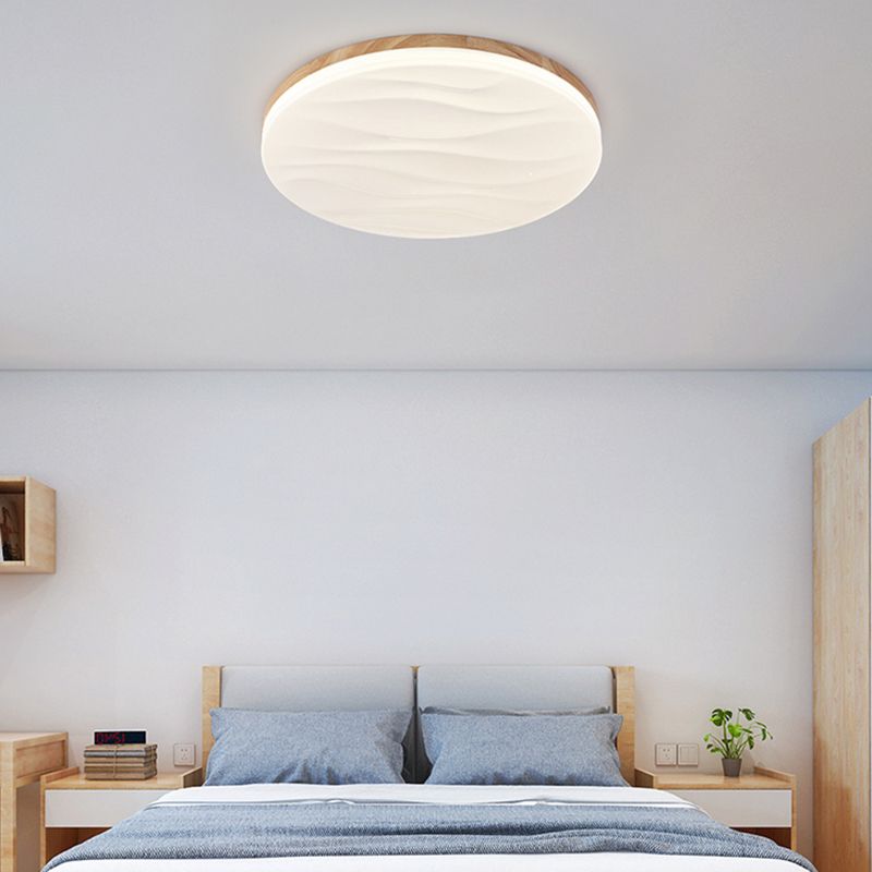 Geometry Shape Ceiling Lamp Modern Simple Style Wood 1 Light Flush Mount for Study Bedroom
