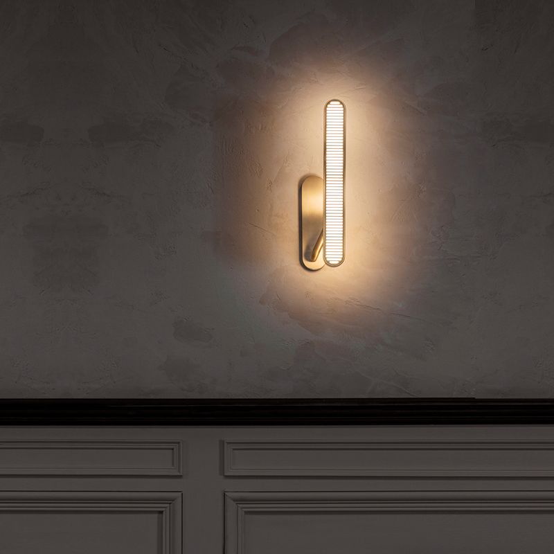 Modern Style Brass Wall Light Oval Shape Gold LED Wall Sconce for Living Room