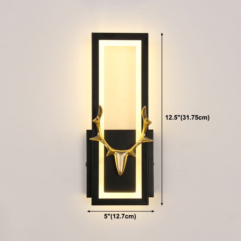 Lampada da parete per salotto in metallo Nordico in metallo a muro di cervo con tonalità rettangolare