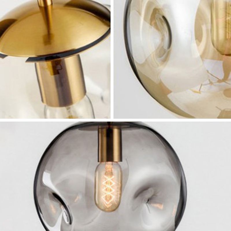 Glass Spherical Ceiling Pendant Light Minimalist Style Pendant Lighting Fixture for Bedroom