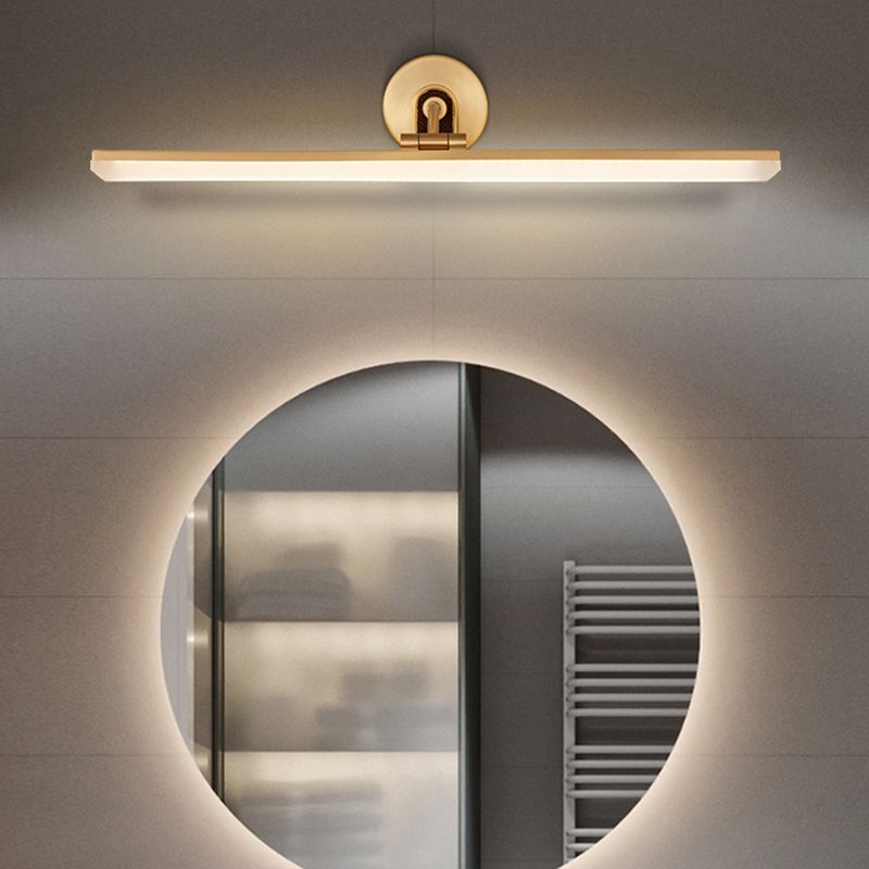 Sconcetto muro di tonalità lineare a 1 luce moderna moderna illuminazione da parete specchio in stile semplice in ottone