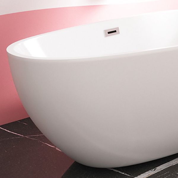 Modern Acrylic Bath Soaking White 23.62-inch Tall Bathtub with Overflow Trim