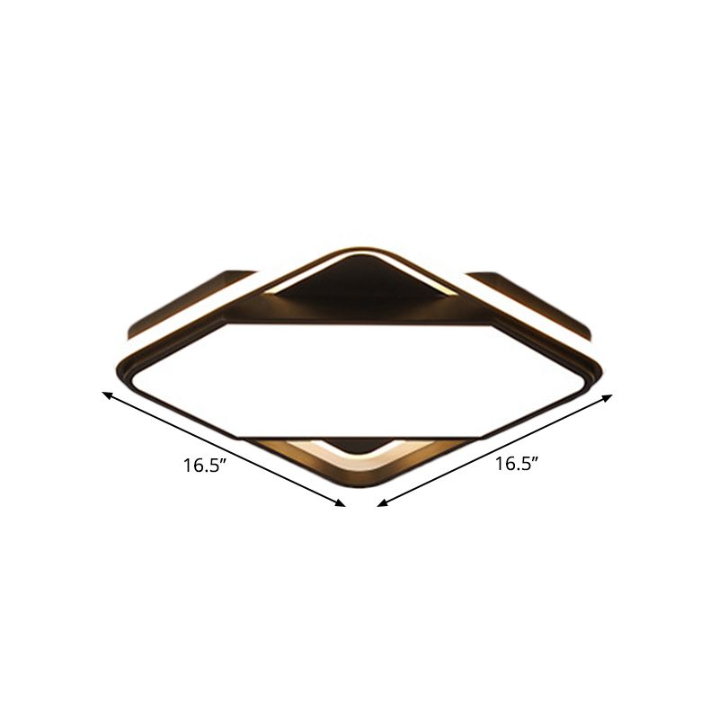 16,5 "/20.5" W Quadrato Letto Flush Montaggio Metallo LED Simplicity Flush Lamp in Black, White / Warm Light