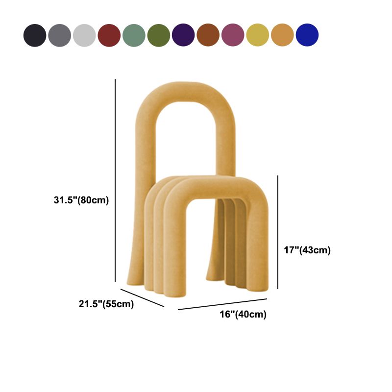 Contemporary Velvet Armless Dining Chairs Metal Dining Chair for Home Use